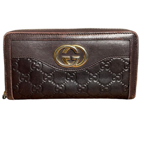 Gucci Guccissima Sukey Zip Around Walnut Brown Wallet - Picture 9 of 12